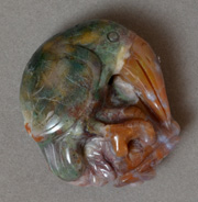 Carved moss agate